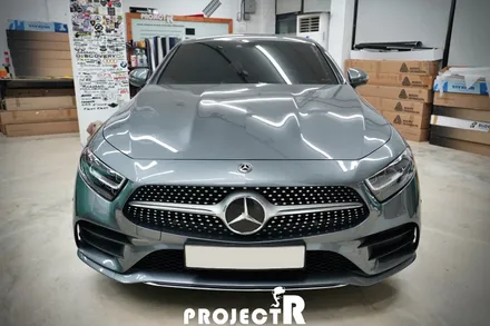 벤츠 CLS 300d 전체 랩핑, 에이버리 유광 화이트 시공, 부천 자동차래핑 프로젝트R / 부천 원미구 상동