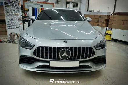 벤츠 AMG GT 4도어 에이버리 유광 화이트 전체 랩핑, 부천 자동차랩핑 프로젝트알 / 부천 원미구 상동