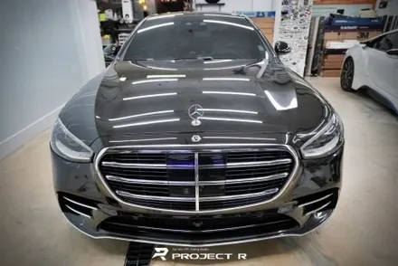 벤츠 S클래스 S400d 에이버리 락그레이 전체랩핑, 3M유광블랙 크롬 죽이기, 부천 프로젝트알 / 부천 원미구 상동