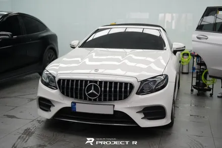 벤츠 E클래스 E450 카브리올레 전체 랩핑, 3M 사틴 다크그레이 시공, 부천 프로젝트알 / 부천 원미구 상동