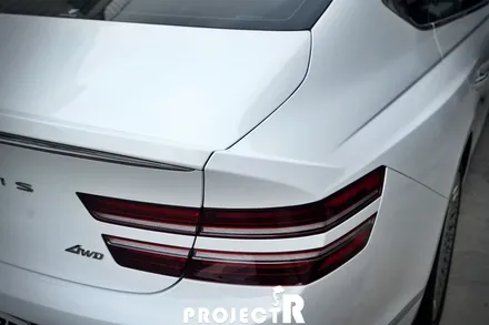 제네시스 G80 에이버리 유광 화이트 전체 랩핑, 부천 상동 자동차래핑 프로젝트알 / 부천 원미구 상동