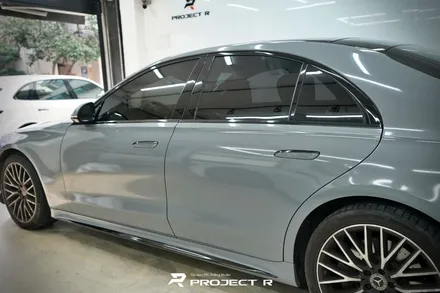 벤츠 S클래스 S400d 에이버리 락그레이 전체랩핑, 3M유광블랙 크롬 죽이기, 부천 프로젝트알 / 부천 원미구 상동