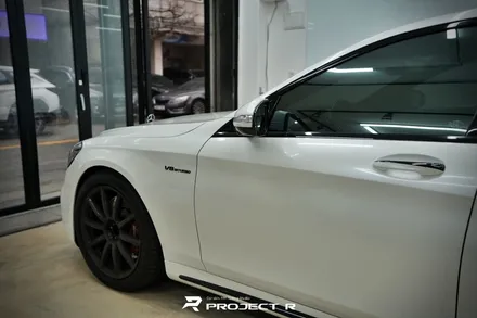 벤츠 S63 AMG 에이버리 유광 화이트펄 전체 랩핑, 부천 자동차랩핑 프로젝트알 / 부천 원미구 상동