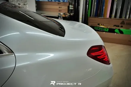 벤츠 S클래스 S400 전체 랩핑 재시공, 비닐프로그 고광택 화이트펄, 부천 자동차래핑 프로젝트R / 부천 원미구 상동