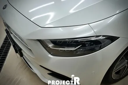 벤츠 CLS 300d 전체랩핑, 에이버리 유광 화이트펄 시공, 부천 상동 랩핑 전문 프로젝트알 / 부천 원미구 상동