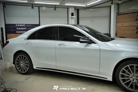 부천 벤츠 S클래스 S350d 전체랩핑, 비닐프로그 유광 화이트펄 재시공, 프로젝트알 / 부천 원미구 상동