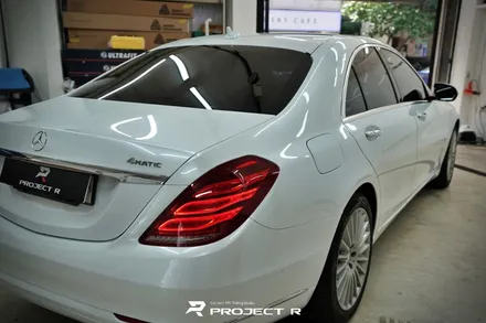 벤츠 S클래스 S400 전체 랩핑 재시공, 비닐프로그 고광택 화이트펄, 부천 자동차래핑 프로젝트R / 부천 원미구 상동