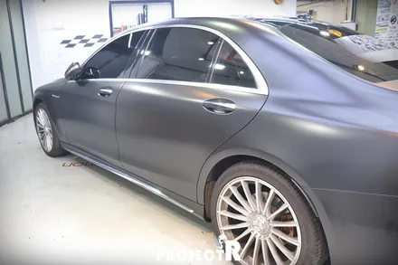 벤츠 S클래스 S65 AMG 전체 랩핑, 에이버리 사틴블랙으로 스타일 바꿔주기 / 부천 원미구 상동