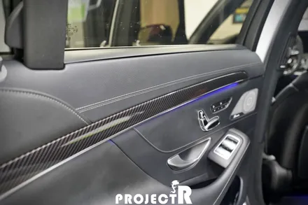 벤츠 S클래스 신형 63AMG 개조 차량 유광 화이트펄 부분 랩핑, 실내 카본 포인트 래핑 by 프로젝트알 / 부천 원미구 상동