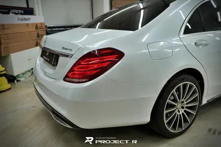 부천 벤츠 S클래스 S350d 전체랩핑, 비닐프로그 유광 화이트펄 재시공, 프로젝트알 / 부천 원미구 상동