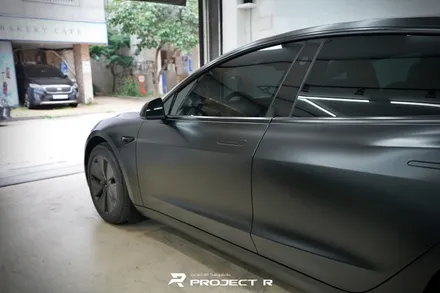 테슬라 모델3 하이랜드 전체 랩핑, 3M 사틴블랙 시공, 부천 자동차래핑 전문 프로젝트알 / 부천 원미구 상동