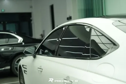 제네시스 G80 스포츠 범퍼 개조 전체 랩핑, 비닐프로그 사틴메탈릭 펄화이트 시공 부천 프로젝트알 / 부천 원미구 상동