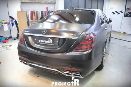 벤츠 S클래스 S65 AMG 전체 랩핑, 에이버리 사틴블랙으로 스타일 바꿔주기 / 부천 원미구 상동