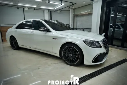 벤츠 S클래스 신형 63AMG 개조 차량 유광 화이트펄 부분 랩핑, 실내 카본 포인트 래핑 by 프로젝트알 / 부천 원미구 상동