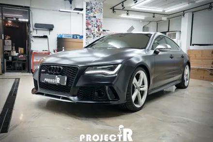 아우디 RS7 전체 랩핑, 에이버리 사틴블랙 자동차 래핑, 부천 상동 프로젝트알 / 부천 원미구 상동