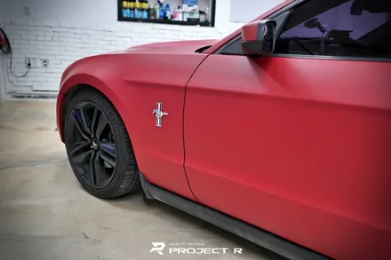 포드 머스탱 전체랩핑 재시공, 3M 매트 레드 메탈릭 자동차 랩핑 시공 / 부천 프로젝트알 / 부천 원미구 상동