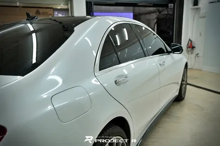 부천 벤츠 S클래스 S350d 전체랩핑, 비닐프로그 유광 화이트펄 재시공, 프로젝트알 / 부천 원미구 상동