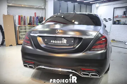 벤츠 S클래스 S65 AMG 전체 랩핑, 에이버리 사틴블랙으로 스타일 바꿔주기 / 부천 원미구 상동