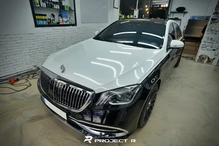 벤츠 S클래스 마이바흐 S650 투톤 랩핑, 상단 에이버리 유광 실버 메탈릭 시공, 부천랩핑 프로젝트알 / 부천 원미구 상동
