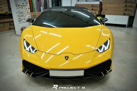 람보르기니 우라칸 전체 랩핑 재시공, 에이버리 다크 옐로우 자동차 랩핑 in 부천 프로젝트알 / 부천 원미구 상동