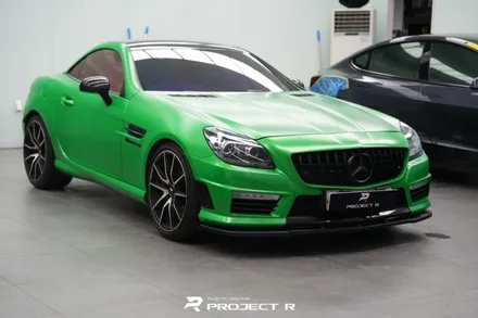벤츠 SLK55 AMG 전체 랩핑, 오토벨벳 사틴 그린헬 시공, 부천 자동차랩핑 프로젝트R / 부천 원미구 상동