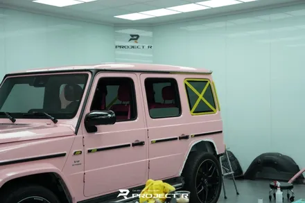벤츠 지바겐 G63 AMG 부천 고광택 전체 랩핑, 비닐프로그 루즈 핑크 재시공 / 부천 원미구 상동