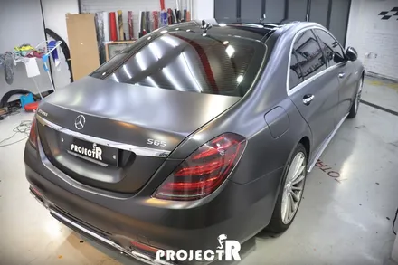 벤츠 S클래스 S65 AMG 전체 랩핑, 에이버리 사틴블랙으로 스타일 바꿔주기 / 부천 원미구 상동