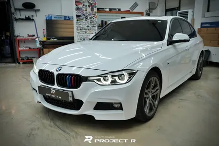 BMW 3시리즈 전체 랩핑, 에이버리 유광 화이트 시공, 부천 자동차랩핑 전문 프로젝트알 / 부천 원미구 상동