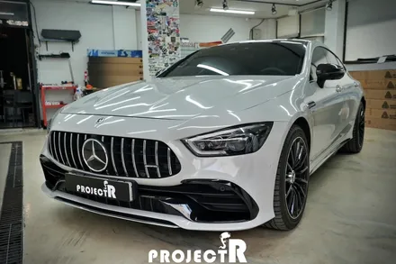 벤츠 GT43 AMG 전체 랩핑, 에이버리 유광 그레이 크레용 랩핑 by 부천 프로젝트알 / 부천 원미구 상동