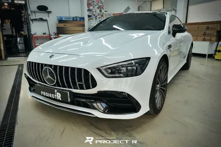 벤츠 AMG GT 4도어 에이버리 유광 화이트 전체 랩핑, 부천 자동차랩핑 프로젝트알 / 부천 원미구 상동