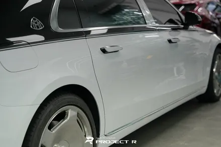 벤츠 S580 마이바흐 듀오톤 투톤 랩핑 비닐프로그 글로시 화이트 재시공, 부천랩핑 프로젝트알 / 부천 원미구 상동