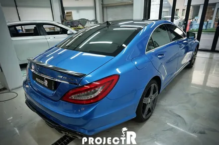 벤츠 CLS63 AMG 전체 랩핑, 에이버리 브라이트 블루 메탈릭 자동차 래핑 시공기 by 부천 프로젝트알 / 부천 원미구 상동