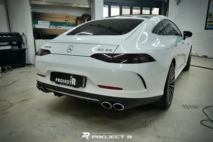 벤츠 AMG GT 4도어 에이버리 유광 화이트 전체 랩핑, 부천 자동차랩핑 프로젝트알 / 부천 원미구 상동