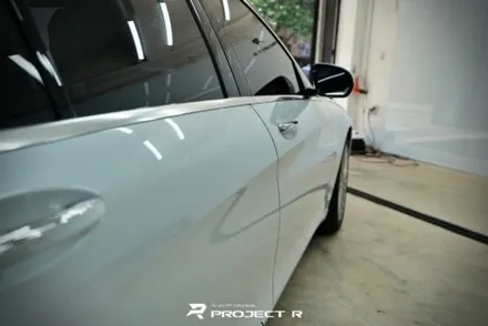벤츠 S클래스 S400 전체 랩핑 재시공, 비닐프로그 고광택 화이트펄, 부천 자동차래핑 프로젝트R / 부천 원미구 상동