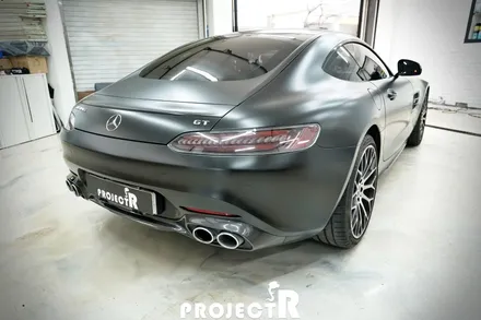벤츠 AMG GT 전체 랩핑, 에이버리 사틴블랙 자동차 래핑, 부천랩핑 프로젝트알 / 부천 원미구 상동