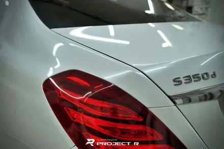 부천 벤츠 S클래스 S350d 전체랩핑, 비닐프로그 유광 화이트펄 재시공, 프로젝트알 / 부천 원미구 상동