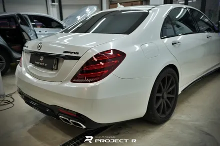 벤츠 S63 AMG 에이버리 유광 화이트펄 전체 랩핑, 부천 자동차랩핑 프로젝트알 / 부천 원미구 상동