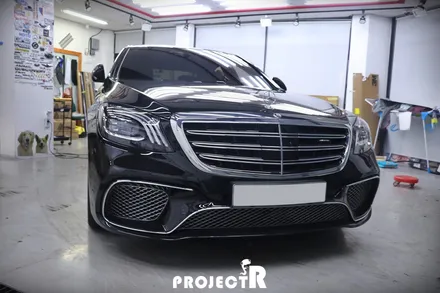 벤츠 S클래스 S65 AMG 전체 랩핑, 에이버리 사틴블랙으로 스타일 바꿔주기 / 부천 원미구 상동