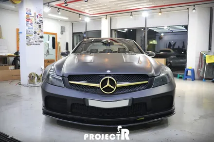벤츠 SL65 AMG 오라칼 다크그레이 헤드라이트 필름 시공 by 부천 라이트필름 취급 전문 프로젝트R / 부천 원미구 상동