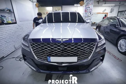 제네시스 GV80 에이버리 유광 실버 메탈릭 투톤 랩핑 by 부천상동 자동차 래핑 전문 프로젝트알 / 부천 원미구 상동