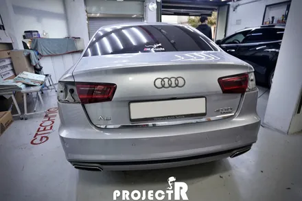 아우디 A6 에이버리 유광블랙 전체 랩핑 + 크롬 죽이기, 부천 자동차 래핑 프로젝트알 / 부천 원미구 상동