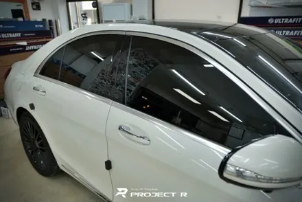 벤츠 S클래스 열차단 썬팅, S63 AMG 블락포디 비바 스카이블루 시공, 부천썬팅 프로젝트알 / 부천 원미구 상동