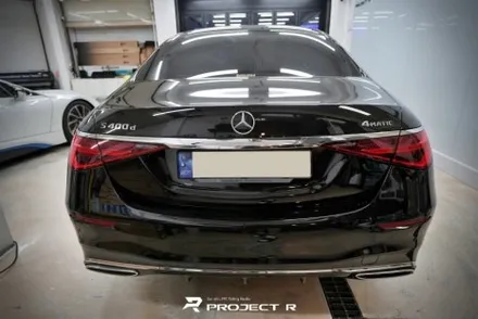 벤츠 S클래스 S400d 에이버리 락그레이 전체랩핑, 3M유광블랙 크롬 죽이기, 부천 프로젝트알 / 부천 원미구 상동