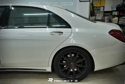 벤츠 S63 AMG 에이버리 유광 화이트펄 전체 랩핑, 부천 자동차랩핑 프로젝트알 / 부천 원미구 상동