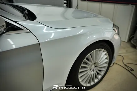 벤츠 S클래스 S400 전체 랩핑 재시공, 비닐프로그 고광택 화이트펄, 부천 자동차래핑 프로젝트R / 부천 원미구 상동