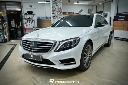 부천 벤츠 S클래스 S350d 전체랩핑, 비닐프로그 유광 화이트펄 재시공, 프로젝트알 / 부천 원미구 상동