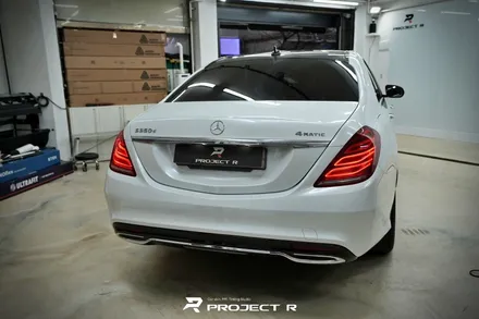 부천 벤츠 S클래스 S350d 전체랩핑, 비닐프로그 유광 화이트펄 재시공, 프로젝트알 / 부천 원미구 상동