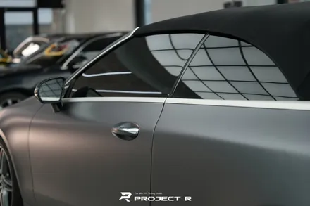 벤츠 E클래스 E450 카브리올레 전체 랩핑, 3M 사틴 다크그레이 시공, 부천 프로젝트알 / 부천 원미구 상동