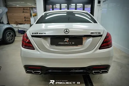 벤츠 S63 AMG 에이버리 유광 화이트펄 전체 랩핑, 부천 자동차랩핑 프로젝트알 / 부천 원미구 상동
