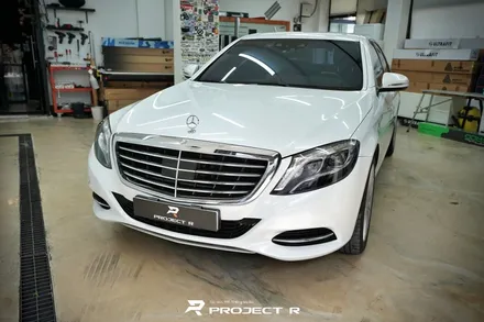 벤츠 S클래스 S400 전체 랩핑 재시공, 비닐프로그 고광택 화이트펄, 부천 자동차래핑 프로젝트R / 부천 원미구 상동